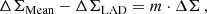 $$ \begin{aligned} \Delta \Sigma _{\mathrm{Mean} } - \Delta \Sigma _{\mathrm{LAD} } = m \cdot \Delta \Sigma \,, \end{aligned} $$