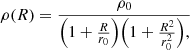 $$ \begin{aligned} \rho (R) = \frac{\rho _{0}}{ \Big (1+ \frac{R}{r_{0}} \Big ) \Big ( 1+ \frac{R^2}{r_{0}^2} \Big ) , } \end{aligned} $$