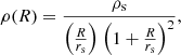 $$ \begin{aligned} \rho (R) = \frac{\rho _{\rm s} }{\Big (\frac{R}{r_{\rm s}} \Big ) \ \Big ( 1+\frac{R}{r_{\rm s}} \Big )^2} , \end{aligned} $$