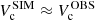 $ V_{\mathrm{c}}^{\mathrm{SIM}} \approx V_{\mathrm{c}}^{\mathrm{OBS}} $