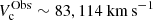 $ V_{\mathrm{c}}^{\mathrm{Obs}} \sim 83, 114 \ \mathrm{km\,s}^{-1} $