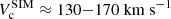 $ V_{\mathrm{c}}^{\mathrm{SIM}} \approx 130{-}170 \ \mathrm{km \ s^{-1}} $