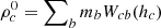 $ \rho^0_c = \sum\nolimits_{b} m_{b} W_{cb}(h_c) $