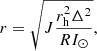 $$ \begin{aligned} r = \sqrt{J \frac{r_{\rm h}^2 \Delta ^2}{R I_\odot }}, \end{aligned} $$