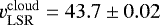 $v^{\mathrm{cloud}}_{\mathrm{LSR}} = 43.7 \pm 0.02$