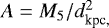 $A=M_5/d_{\textrm{kpc,}}^2$