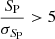 $ \frac{S_{\mathrm{P}}}{\sigma_{S_{\mathrm{P}}}} > 5 $