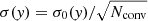 $ \sigma(\mathit{y}) = \sigma_0(\mathit{y})/\sqrt{N_{\mathrm{conv}}} $