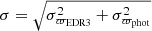 $ \sigma=\sqrt{\sigma_{\varpi_{\mathrm{EDR3}}}^2+\sigma_{\varpi_{\mathrm{phot}}}^2} $