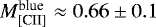 $M_{\textrm{[CII]}}^{\textrm{blue}}\approx 0.66\pm 0.1$