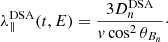 $$ \begin{aligned} \lambda _{\parallel }^\mathrm{DSA}(t,E) = \frac{3D_n^\mathrm{DSA}}{v\cos ^2 \theta _{B_n}}\cdot \end{aligned} $$