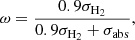 $$ \begin{aligned} \omega = \frac{0.9\sigma _{\rm H_2}}{0.9\sigma _{\rm H_2} + \sigma _{\rm abs}}, \end{aligned} $$