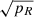 $ \sqrt{p_R} $