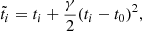 $$ \begin{aligned} \tilde{t}_i = t_i+\frac{\gamma }{2}(t_i-t_0)^2, \end{aligned} $$