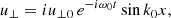 $$ \begin{aligned}&{u_\perp } =i {u_{\perp 0}}\, e^{-i \omega _0 t} \sin {k_0 x},\end{aligned} $$