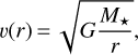 $v(r) = \sqrt {G{{{M_ \star }} \over r}},$