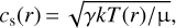 ${c_{\rm{s}}}(r) = \sqrt {\gamma kT(r)/{\rm{\mu }}}$