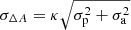 $$ \begin{aligned} \sigma _{\Delta A} = \kappa \sqrt{\sigma _{\rm p}^2 + \sigma _{\rm a}^2} \end{aligned} $$