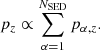 $$ \begin{aligned} p_z \propto \sum _{\alpha =1}^{N_{\rm SED}} p_{\alpha , z}. \end{aligned} $$