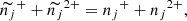 $$ \begin{aligned} \widetilde{n_j}^{+} + \widetilde{n_j}^{2+} = {n_j}^{+} + {n_j}^{2+}, \end{aligned} $$