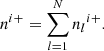 $$ \begin{aligned} n^{i+} = \sum _{l=1}^{N} {n_l}^{i+}. \end{aligned} $$