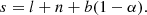 $$ \begin{aligned} s=l+n+b(1-\alpha ) . \end{aligned} $$