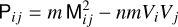 ${{\rm{P}}_{ij}} = m{\rm{M}}_{ij}^2 - nm{V_i}{V_j}$