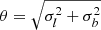 $ \theta = \sqrt{\sigma_{l}^{2}+\sigma_{b}^{2}} $