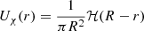 $ U_{\chi}(r)=\frac{1}{\pi R^2}\mathcal{H}(R-r) $
