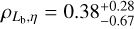 ${\rho_{{L_{\rm{b}}},\eta}} = 0.38_{- 0.67}^{+ 0.28}$