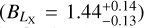 $\left({{B_{{L_{\rm{X}}}}} = 1.44_{- 0.13}^{+ 0.14}} \right)$
