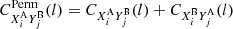 $ C^{\rm Perm}_{X_i^{\rm A} Y_j^{\rm B}}(l)=C_{X_i^{\rm A} Y_j^{\rm B}}(l)+ C_{X_i^{\rm B} Y_j^{\rm A}}(l) $