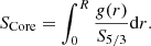 $$ \begin{aligned} S_{\mathrm{Core}}=\int _{0}^{R}\frac{g(r)}{S_{5/3}}\mathrm{d}r. \end{aligned} $$