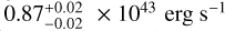 $0.87_{ - 0.02}^{ + 0.02} \times {10^{43}}{\rm{erg}}\,{{\rm{s}}^{ - 1}}$
