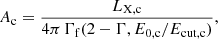 $$ \begin{aligned} A_{\rm c}=\frac{L_{\rm X, c}}{4\pi \,\Gamma _{\rm f}(2-\Gamma ,E_{\rm 0,c}/E_{\rm cut,c})}, \end{aligned} $$