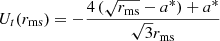 $$ \begin{aligned} U_t(r_{\rm ms}) = -\frac{ 4\,(\sqrt{r_{\rm ms}} - a^*) + a^*}{\sqrt{3}r_{\rm ms}} \end{aligned} $$