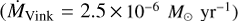 $\left({{{\dot M}_{{\rm{Vink}}}} = 2.5 \times {{10}^{- 6}}{M_\odot}\,{\rm{y}}{{\rm{r}}^{- 1}}} \right)$