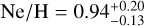 ${{{\rm{Ne}}} \mathord{\left/ {\vphantom {{{\rm{Ne}}} {\rm{H}}}} \right. \kern-\nulldelimiterspace} {\rm{H}}} = 0.94_{- 0.13}^{+ 0.20}$