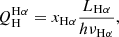 $$ \begin{aligned} Q_{\rm H}^\mathrm{H\alpha } = x_{\rm H\alpha } \frac{L_{\rm H\alpha }}{h \nu _{\rm H\alpha }}, \end{aligned} $$