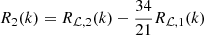 $$ \begin{aligned}&R_2(k) = R_{\mathcal{L} ,2}(k) - \frac{34}{21}R_{\mathcal{L} ,1}(k) \end{aligned} $$