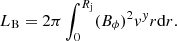 $$ \begin{aligned} L_{\mathrm{B} }=2\pi \int _0^{R_{\mathrm{j} }} (B_{\phi })^2{v}^{ y}r \mathrm{d}r. \end{aligned} $$