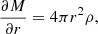 $$ \begin{aligned} \frac{\partial M}{\partial r} = 4\pi r^2 \rho , \end{aligned} $$