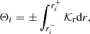 $$ \begin{aligned} \Theta _i=\pm \int _{r_{i}^-}^{r_{i}^+} \mathcal{K} _{\rm r} \mathrm{d} r, \end{aligned} $$