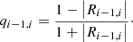 $$ \begin{aligned} q_{i-1,i}=\frac{1-\left|R_{i-1,i}\right|}{1+\left|R_{i-1,i}\right|}\cdot \end{aligned} $$