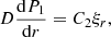 $$ \begin{aligned}&D \frac{\mathrm{d}P_1}{\mathrm{d}r} = C_2 \xi _r \text{,} \end{aligned} $$