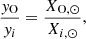 $$ \begin{aligned} \frac{y_{\rm O}}{y_{i}} = \frac{X_{\rm O,\odot }}{X_{i,\odot }}, \end{aligned} $$