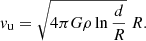 $$ \begin{aligned} v_\mathrm{u} = \sqrt{4\pi G \rho \ln {\frac{d}{R}}}\ R. \end{aligned} $$