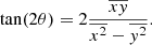 $$ \begin{aligned} \tan (2\theta ) = 2 \frac{\overline{xy}}{\overline{x^2}-\overline{y^2}}. \end{aligned} $$