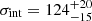 $ \sigma_{\mathrm{int}}=124^{+20}_{-15} $