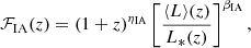 $$ \begin{aligned} \mathcal{F} _{\rm IA}(z)=(1+z)^{\eta _{\rm IA}}\left[\frac{\langle {L}\rangle (z)}{L_*(z)}\right]^{\beta _{\rm IA}}, \end{aligned} $$
